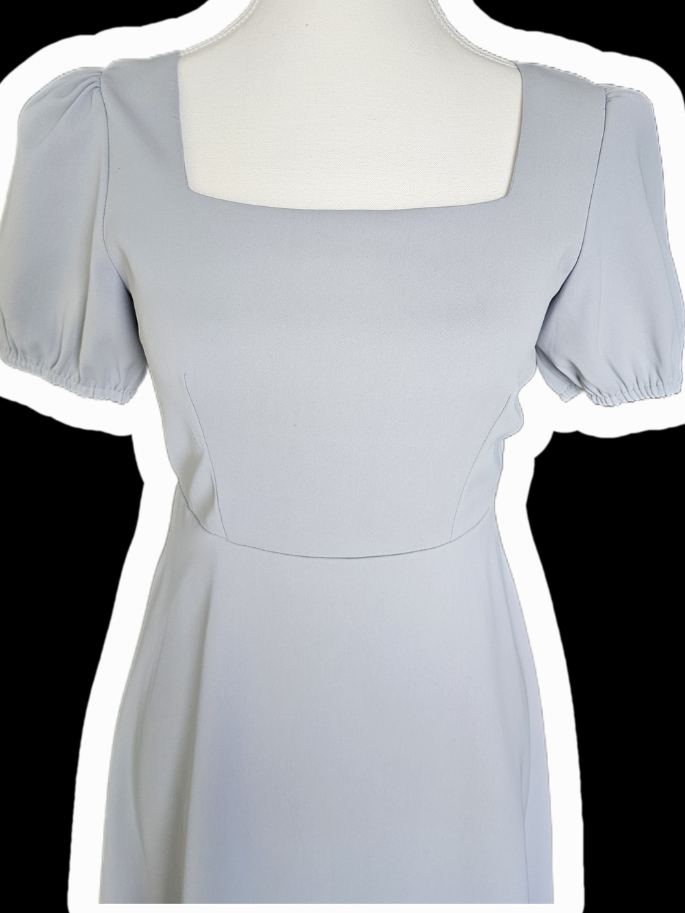 Women's Square Neck Puff Sleeve Dress in Light Blue